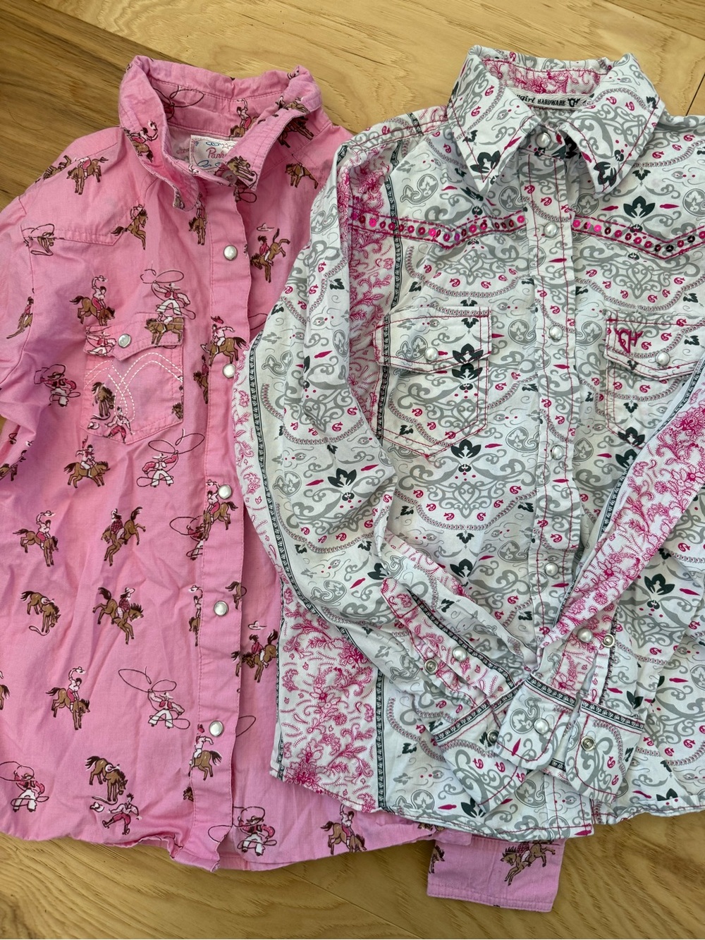 Girls' Pink Western Print Snap Down Shirt - Classic Cowgirl Style